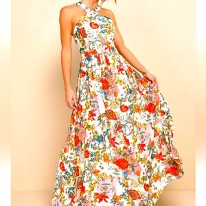 Lilja Cream Floral Print Maxi Dress